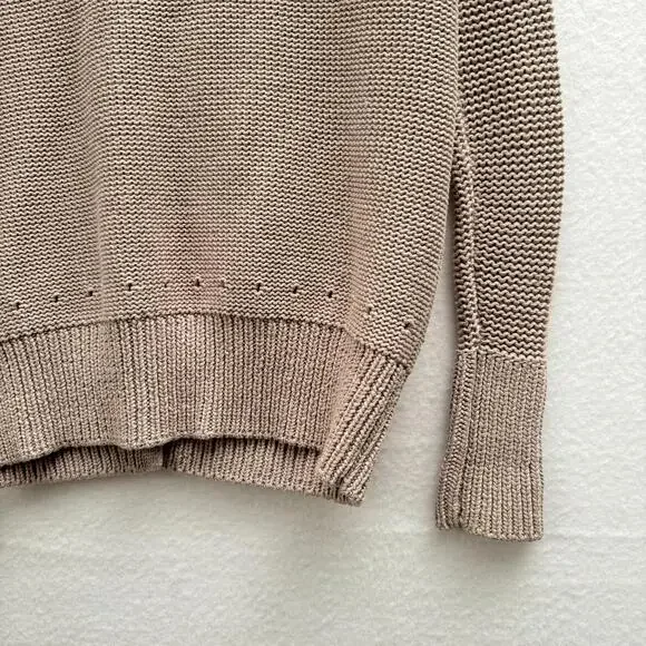 Alexander Wang Women's XS Beige Tan Cotton Heavy Knit Button Cardigan Sweater
